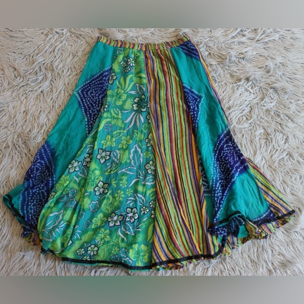 SOFT SURROUNDINGS Bohemian Flowy Colorful Maxi Skirt size L Womens - Picture 2 of 4